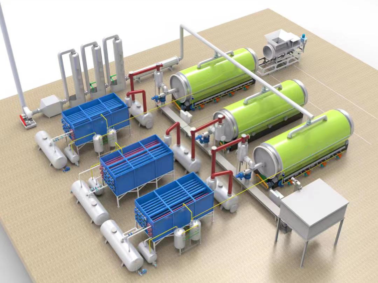 Liaoning customer waste tire oil pyrolysis line in production